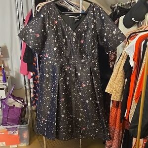 Galactic Print Black Dress